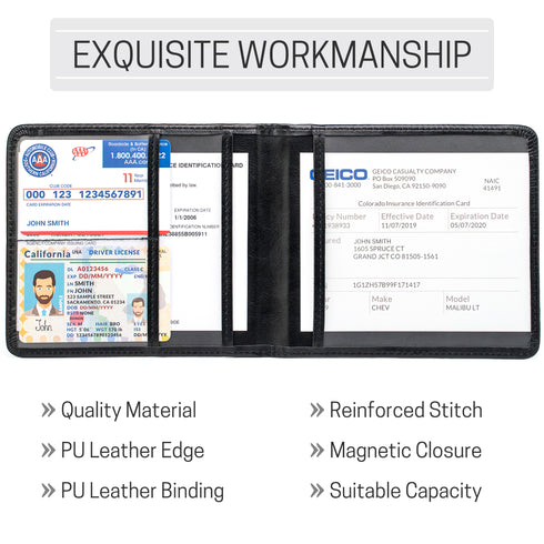 CANOPUS Car Registration and Insurance Holder, PU Leather Card Holder, Vehicle Glove Box Organizer for Auto, SUV, Truck and Motorcycle